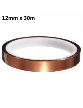 12mm x 30m High Temperature Tape Polyimide High Temperature Resistant Tape for Heat Transfer Vinyl, 3D Printing, Soldering, Masking