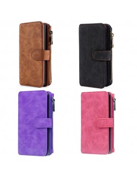 For iPhone 6 6S 6P 6SP 7 8 7P 8P X Multifunction Zipper Wallet Magnet Protective Phone Card Case Detachable Flip PU Leather Cover Stylish Anti-scratch