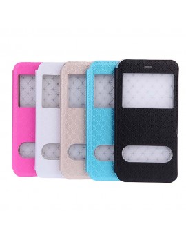 Fashion Dual Double View Window Slim Flip PU Leather Protective Case Cover with Stand for iPhone 6 Plus