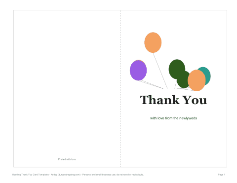 Preview of the first page of Balloons card